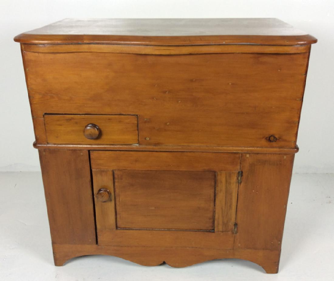Antique Pine Lift Top Wood Commode - Painted Interior: Antique Pine Lift Top Commode 29"H x 30"L x 17"W, Pine w/painted interior
