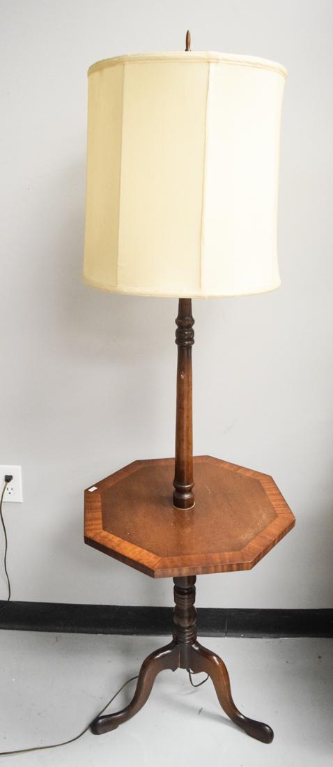 Mahogany 3 Legged Lamp Table With Shade: Mahogany 3 Legged Lamp Table With ShadeOverall 64" H , table top 19" W