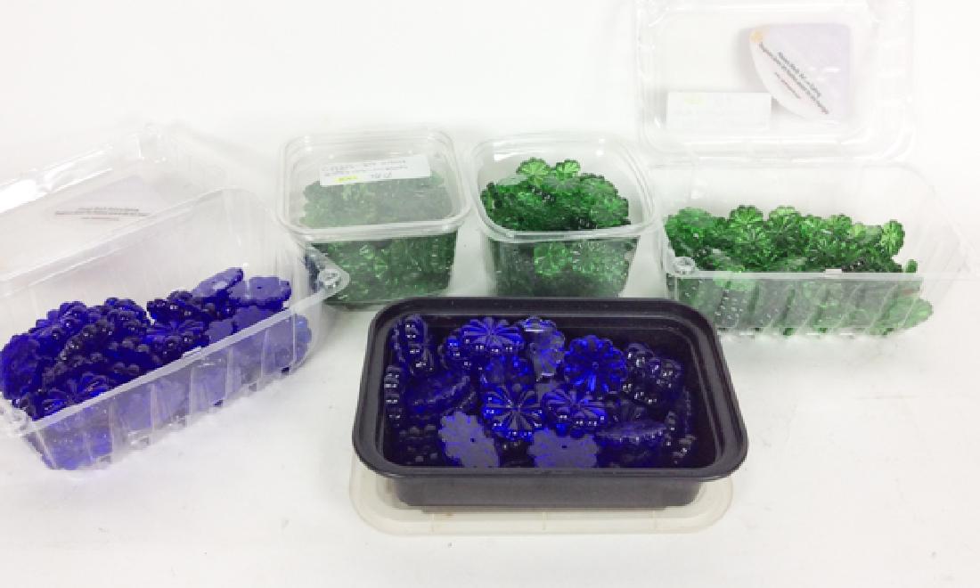 Box of Colored Glass Escutcheons c 1930s's lamp parts: Box of Colored Glass lamp parts