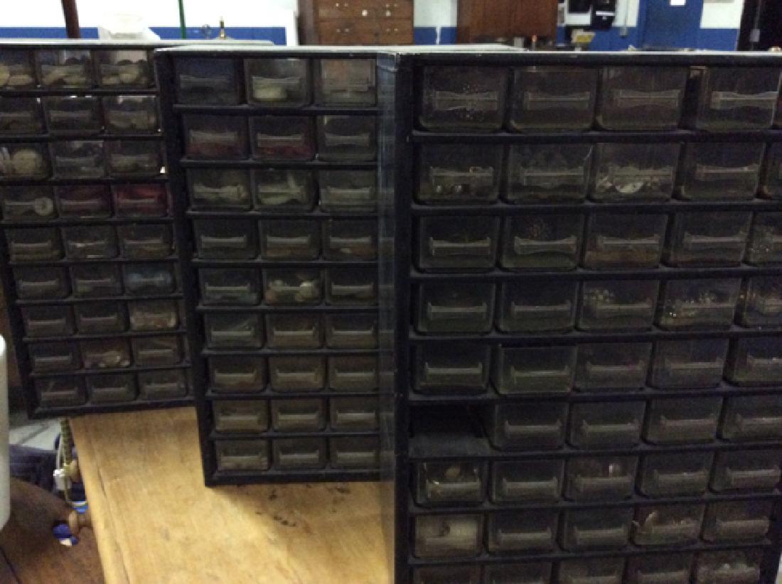 3 Small Metal Cabinets filled with Buttons: 3 Small Metal Cabinets filled with Buttons