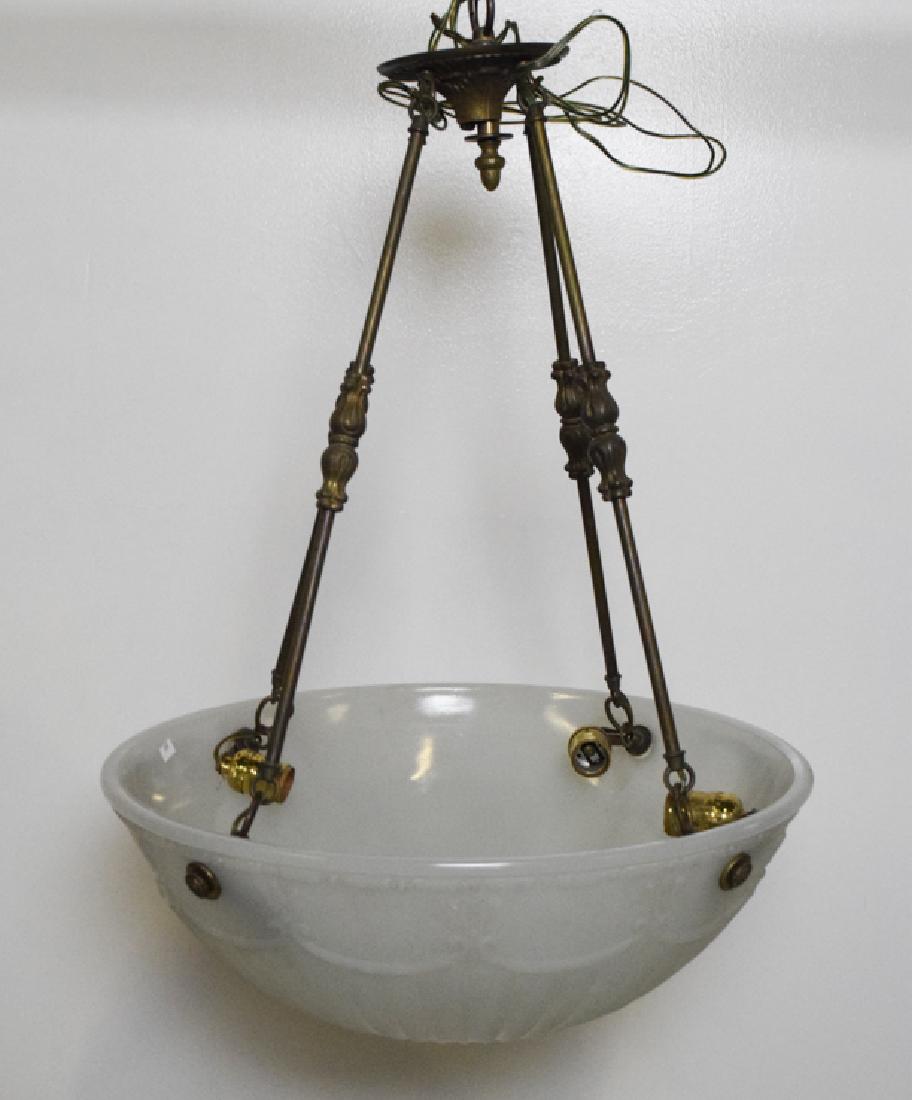 Large Round Georgian Glass Hanging Fixture: 30"H x 20" diam, 4 light