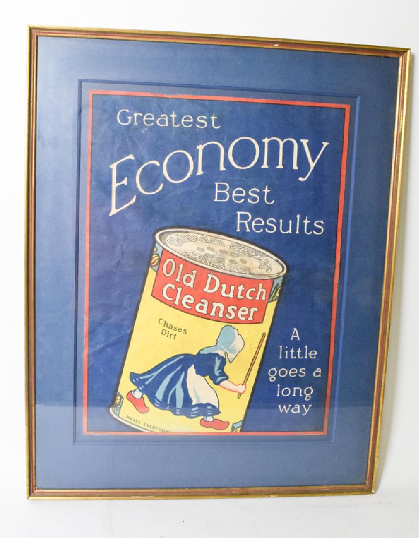 Turn of the Century Advertisement "Old Dutch Cleanser": Antique advertisement art from the early 20th century for "Old Dutch Cleanser", printed on linen and framed. 22"x28"