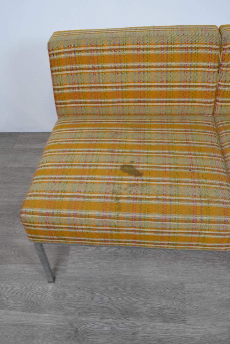 Knoll Style Couch - Two Cushion Yellow Strip: Two cushion with tan fabric