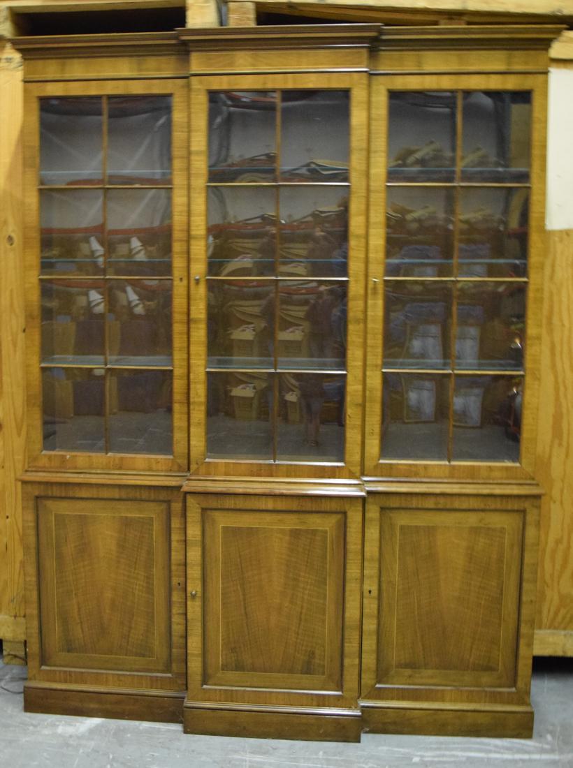 Edwardian Style Bookcase: Three glazed doors over three doors. With glass shelves and key.
