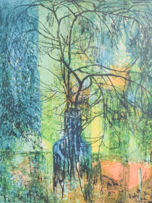 Hoi lebadang Lithograph: Lebadang (Vietnamese / French, b. 1922), "Willow Branches", edition 43/225, lithograph, 22" x 17", signed lower right in pencil.