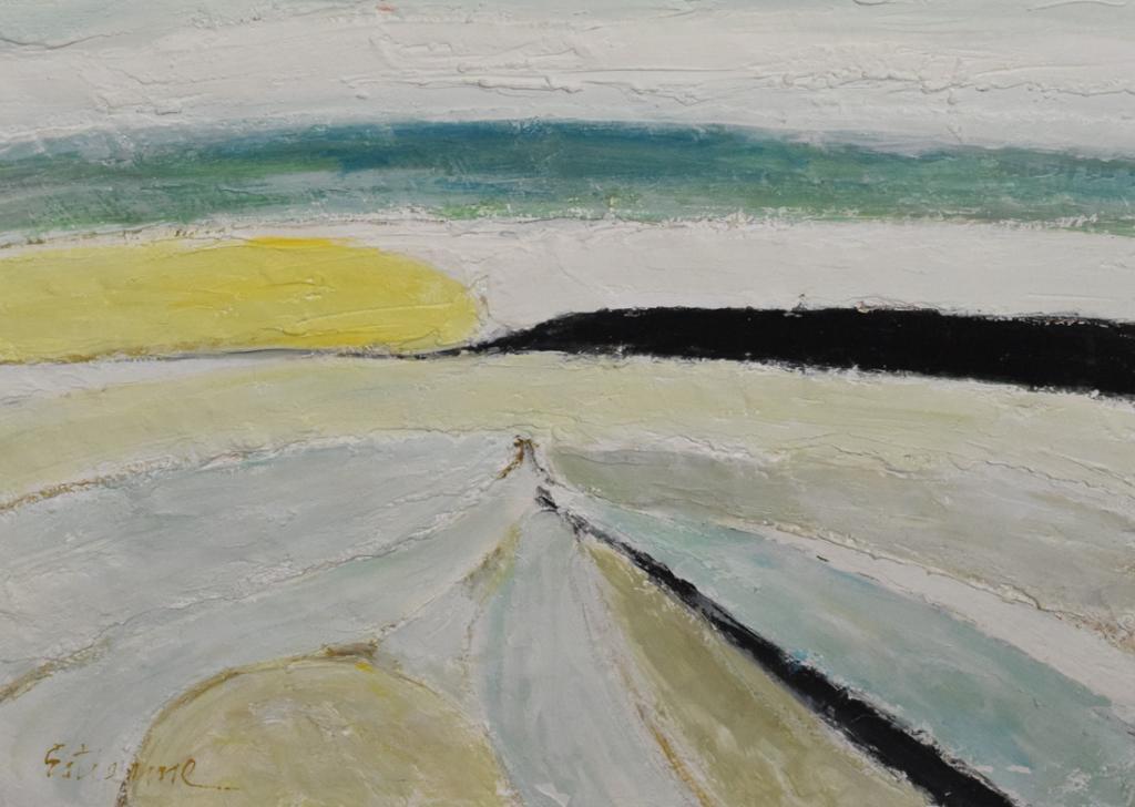 Modern Abstract Mixed Media: Plaster and oil on canvas. Signed illegibly lower left. 39 1/2" Wide 29 1/2" Tall John Corwin House Lambertville NJ