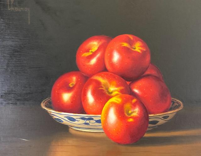 Signed Chauray Oil Painting of Apples: Jean Claude Chauray (French, 1934-1996) Oil on canvas still life of apples, signed upper left Chauray. 10"H x 13 1/4"W $700-1000