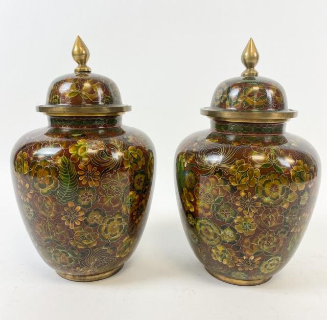 Pair of Chinese Cloisonne Ginger Jars (1 of 10)