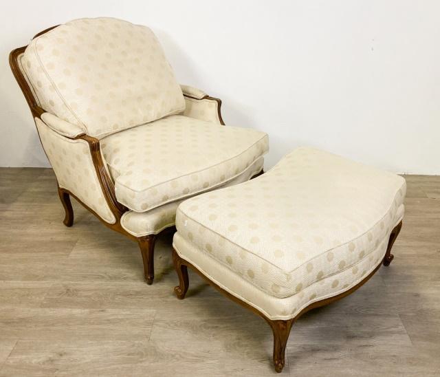Louis XV Style Bergere and Footstool (1 of 9)