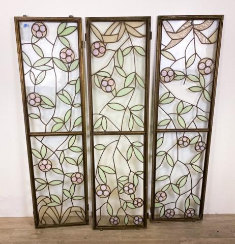 3 Panel Brass & Leaded Glass Screen (1 of 20)