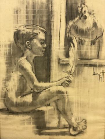 Signed Noel Daggett Charcoal of a Boy (1 of 7)