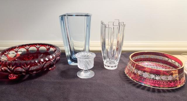 Five Pieces of Glass Cranberry Cut to Clear (1 of 20)