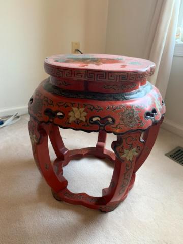 Chinese Style Red End Table (1 of 8)