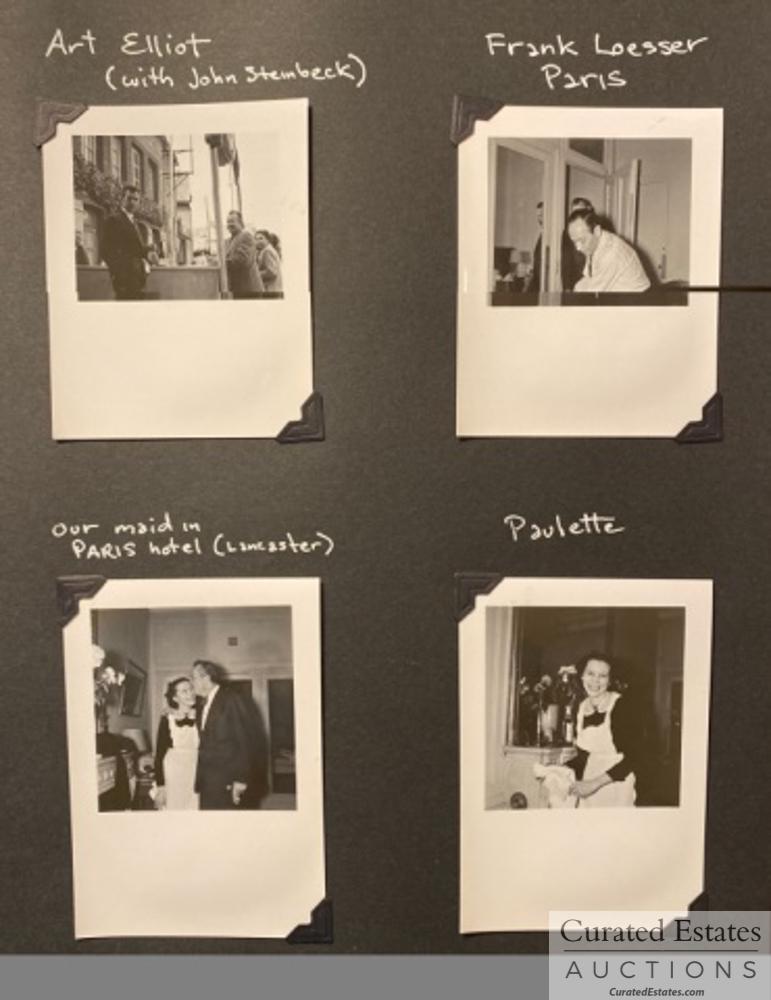 Photos Hotel Lancaster Paris - Elliot and Loesser: This collection includes four photos from Hotel Lancaster in Paris that include John Steinbeck with Arthur Elliot, Frank Loesser, maid in Paris Hotel (Lancaster) , Paulette in May 1952. Provenance: Th