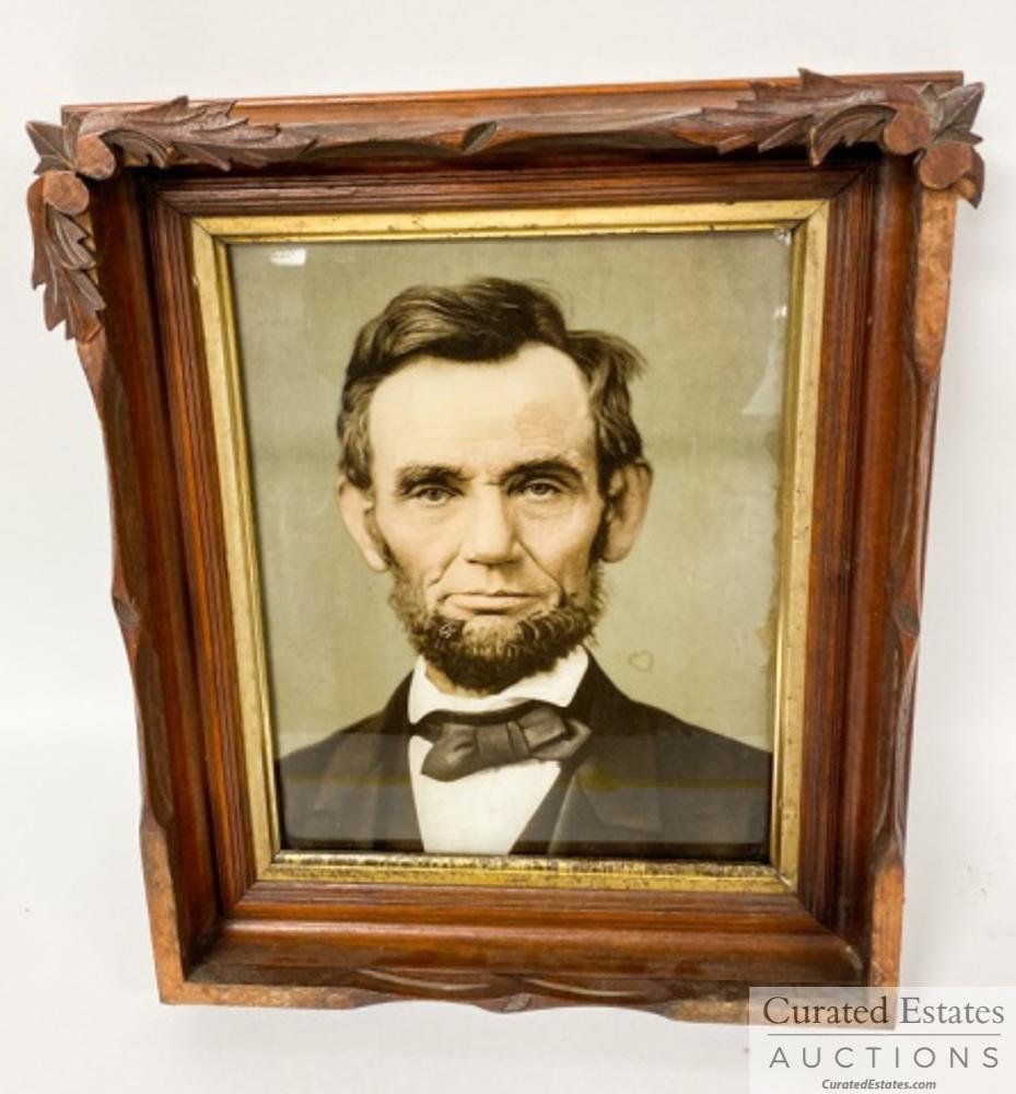 John Steinbeck's Lincoln Portrait: After Alexander Gardner (1821-1882) Gettysburg Portrait of Abraham Lincoln in November 1863. Late 19th century color lithograph on glass. "Lincoln portrait John said he had never written in a room whe