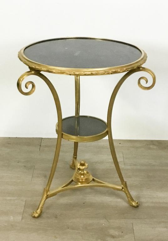 French Gilt Bronze & Marble Guerdion: French Gilt Bronze & Marble Guerdion 26 3/4"H x 20"-diameter