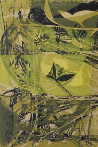 Howard Bradford Yellow Garden: Howard Bradford (American 1919-2008) Yellow Garden pencil signed lower right "Howard Bradford 54". 13 1/2" Tall 19 1/2" Wide John Corwin House Lambertville NJ