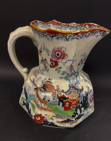 Mason's Ironstone Pitcher: Mason's Ironstone pitcher. Transfer decorated, mid-19th century. 11"H