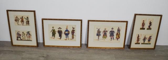 Set of 4 Early 20th Century Renaissance Costume: Early to Mid- 20th Century renaissance costume prints, colorful and whimsical, 14" x 10".