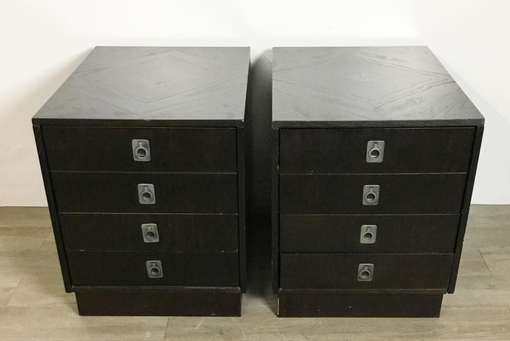 Pair of Modern Cabinets with Pull Out Tray Tables: Cabinets 21 1/2"H x 16 1/4"W x 25 1/2"D. Tray tables 19"H
