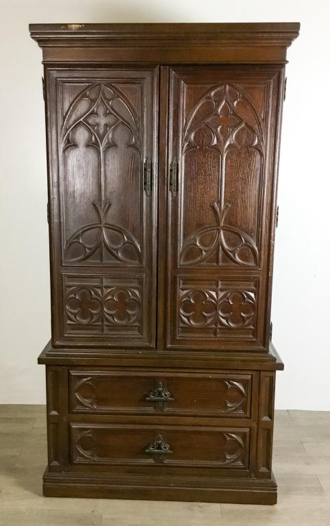 Stanley Gothic Style Armoire: 72"H x 38"W x 19"D