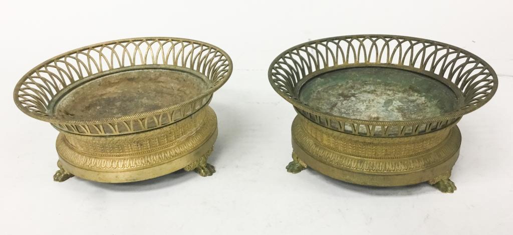 Pair French Empire Style Clawfoot Bronze Cache Pot (1 of 5)