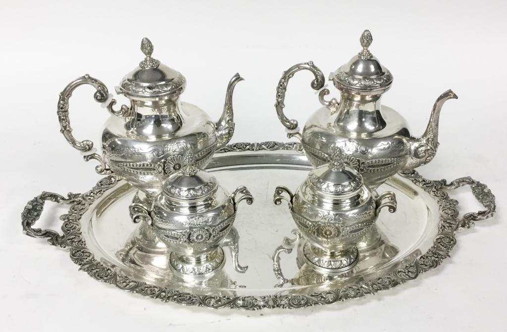 4 Piece Italian .800 Silver Tea Service With Tray (1 of 20)