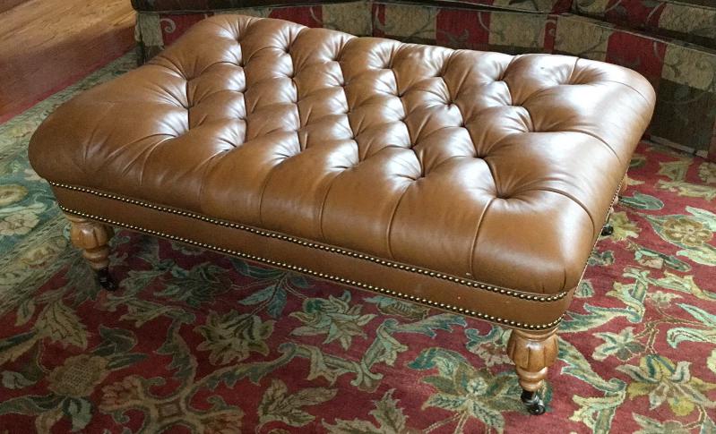 Tufted Leather Ottoman (1 of 3)