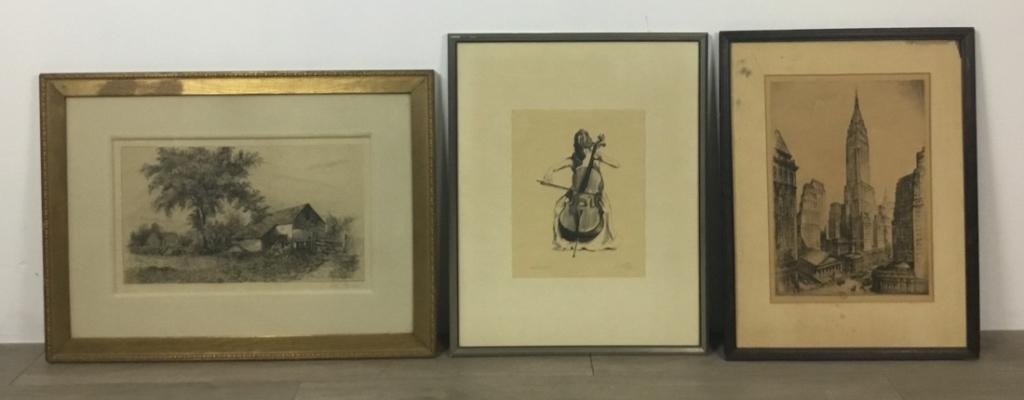 Edith Penman Etching, S Fink Litho, NYC Etching (1 of 14)