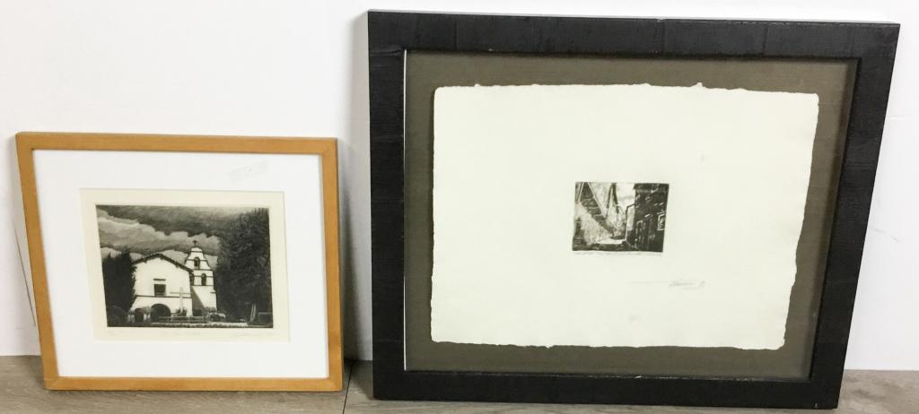 2 Artist Signed Engravings of Buildings (1 of 9)