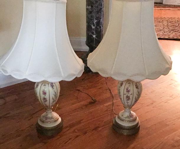 Pair Hand Painted Porcelain Lamps (1 of 5)