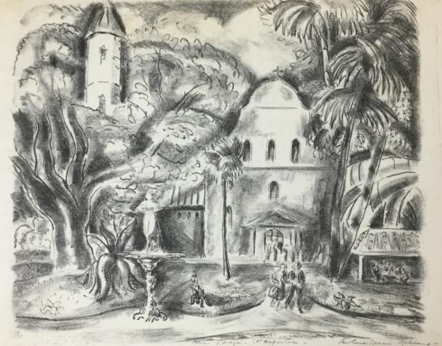 Signed Caroline Speare Rohland Lithograph: Caroline Speare Rohland (Massachusetts 1885-1964) Plaza St. Augustine. Signed, titled and numbered 18/20 in pencil. Her works are in the permanent collection of the Whitney Museum and the Library of C