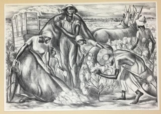 Signed Caroline Speare Rohland Lithograph: Caroline Speare Rohland (Massachusetts 1885-1964) Cotton Pickers. Signed, titled and numbered Her works are in the permanent collection of the Whitney Museum and the Library of Congress. --/10 in penc