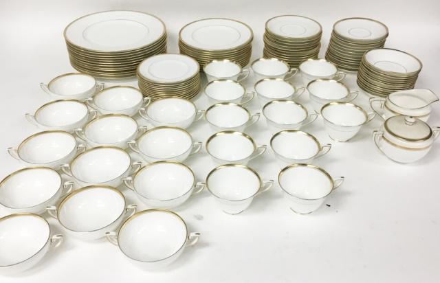 103 Piece Royal Worcester Viceroy Dinner Service: 12 dinner plates, 12 salad plates, 12 bread & butter plates, 13 cups & saucers, 13 bouillons & saucers, 13 berry bowls, sugar & creamer. Dinner plates 10 1/2"-diameter.