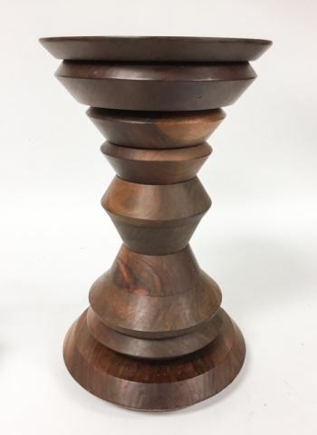 Eames Time Life Style Walnut Stool: 17 1/2"H x 11 1/4"-diameter at base