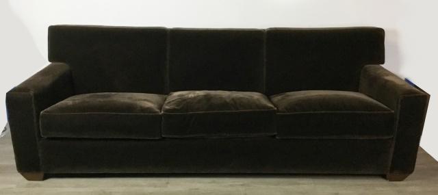 A. Rudin Brown Sofa: 95"L x 35"D x 32"H