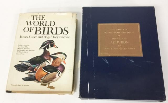 2 Vols. Audubon Birds of America & World of Birds: The Original Water-Color Paintings by John James Audubon for The Birds of America, American Heritage Publishing Co., Inc. Copyright 1966. Slipcase worn; The World of Birds by James Fisher and Roger To