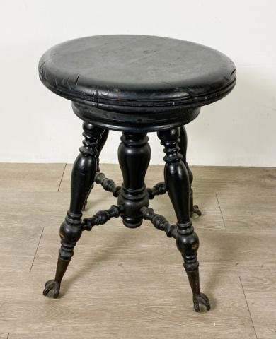 Piano Stool: Chip along edge. 19"H x 14 1/4"-diameter