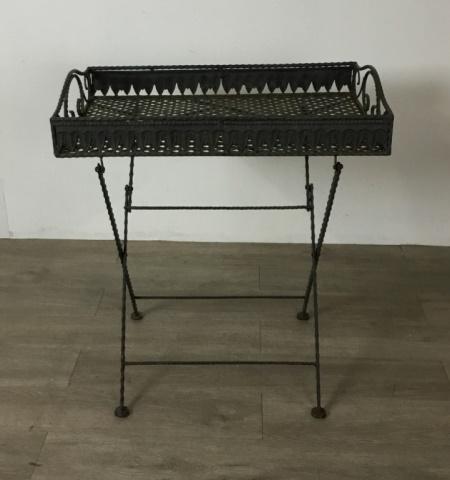 Folding Iron Table: 28"H x 25 1/2"L x 16 1/4"W