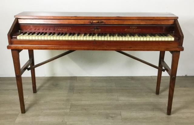 Virgil Practice Clavier: Practice piano. Cherry wood with folding legs. 54"L x 33"H x 18 1/2"D