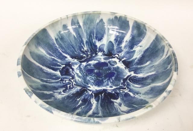 Jon Puzzuoli Art Pottery Bowl: Signed J Puzz (Jon Puzzuoli), 17 1/2"-diameter.