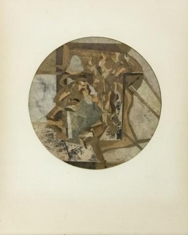 Signed Richard Moses Circular Collage: Signed and dated lower right. With gallery label on verso. 8 1/2"-diameter.