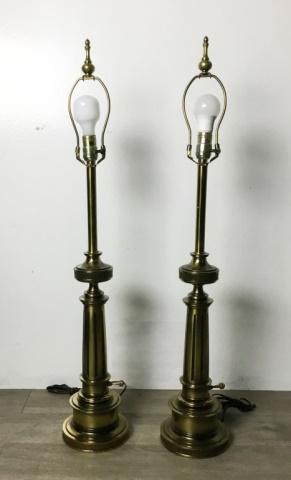 Pair of Stiffel Brass Column Lamps (1 of 10)