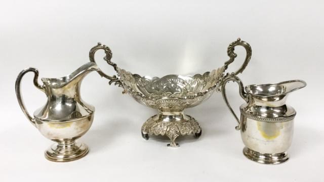 3 Piece Silverplate Lot Double Handle Centerpiece (1 of 14)