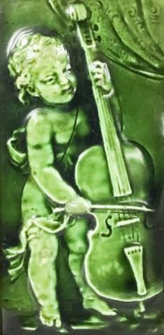 Majolica Plaque Cherub With Cello (1 of 6)