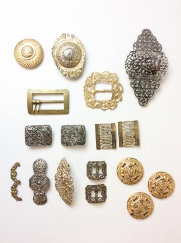 Lot of Miscellaneous Belt Buckles, Hair clips: YSL, vintage belt buckles, hair ornaments, some broken