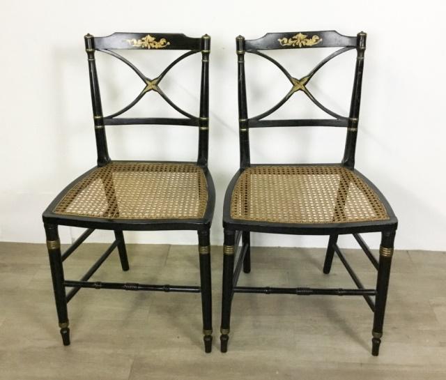 Pair of Hitchcock Chairs With Caned Seats: 33"H x 18"W x 15 1/2"D