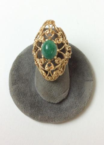 Vintage 14KT Gold Ring with Emerald Colored Stone (1 of 5)