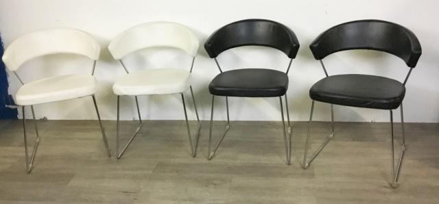 Set of 4 Calligaris Chrome & Leather Dining Chairs (1 of 9)