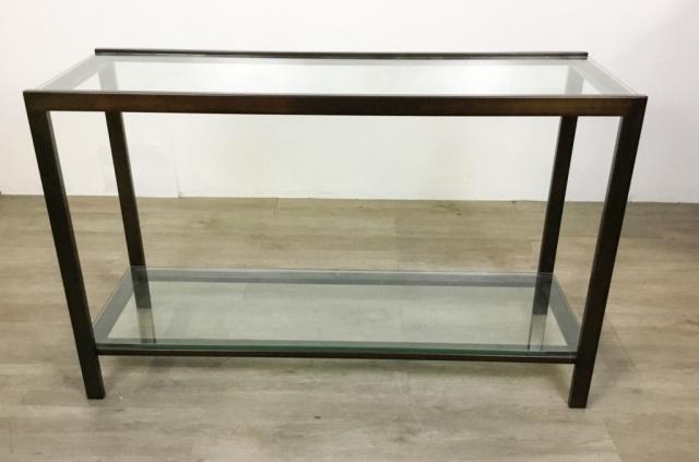 Patinated Metal & Glass Console Table (1 of 3)